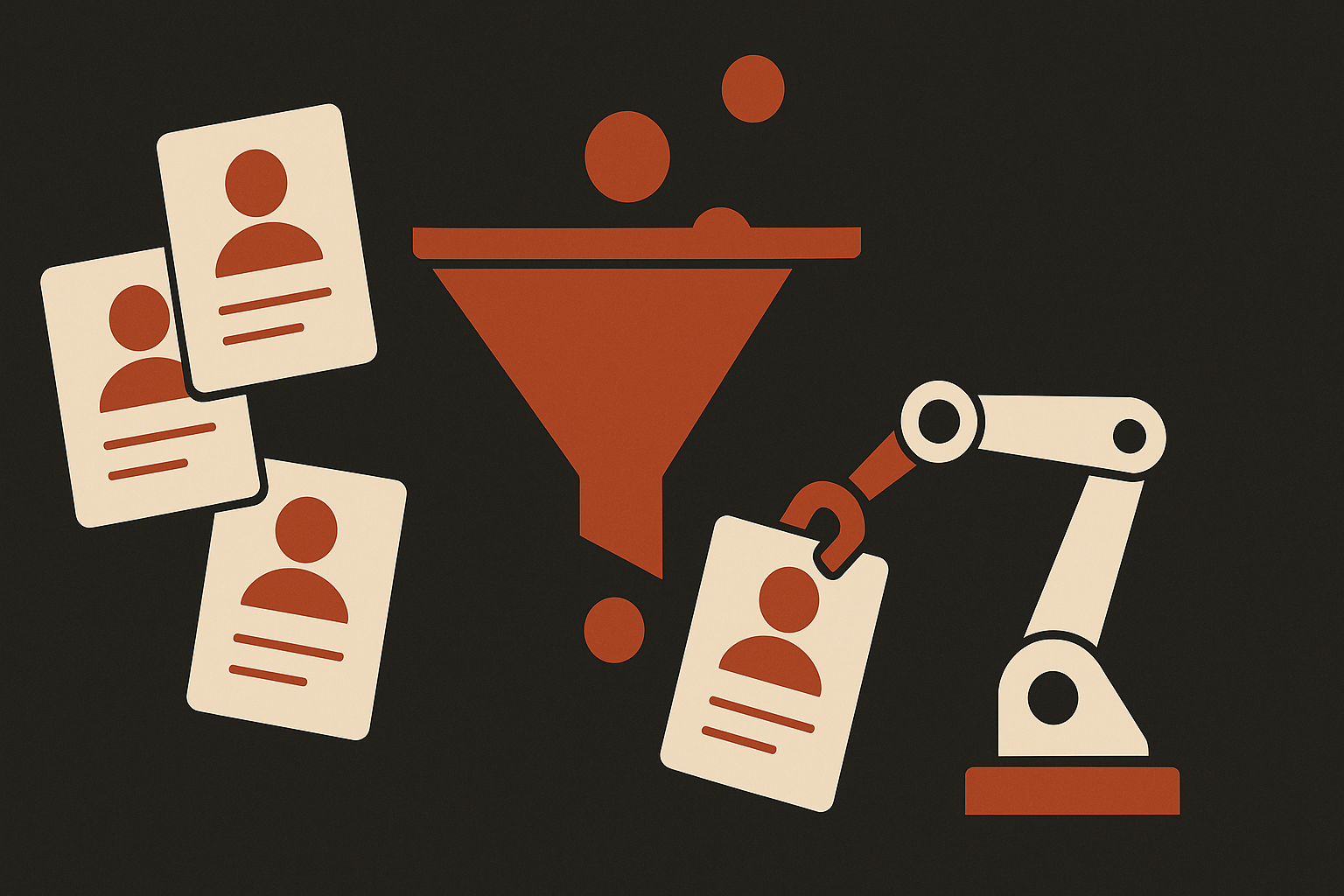 Illustration of an agentic AI funnel automatically qualifying and scoring sales leads